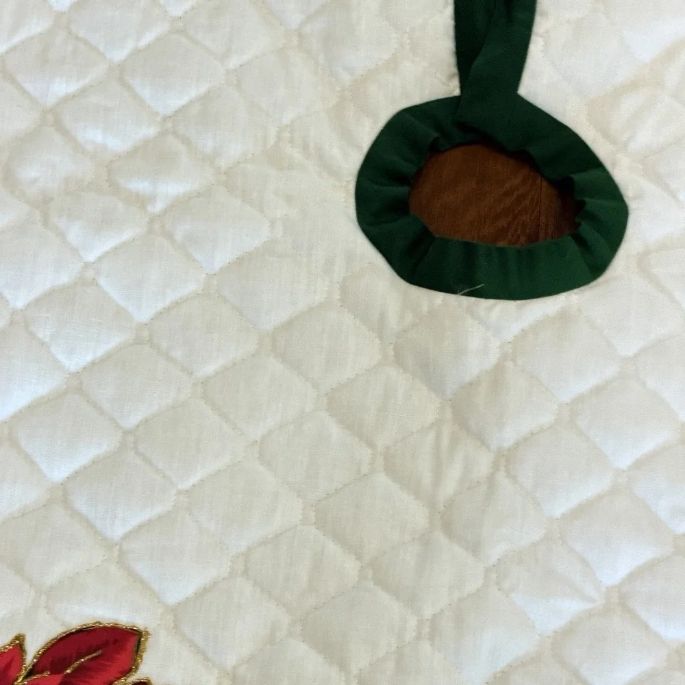 VTG‎ Quilted Poinsettia Tree Skirt 44